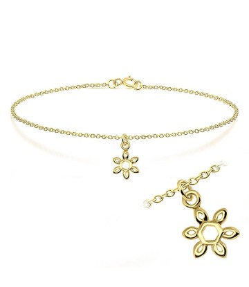 Gold Plated Snowflake Silver Bracelet BRS-196-GP